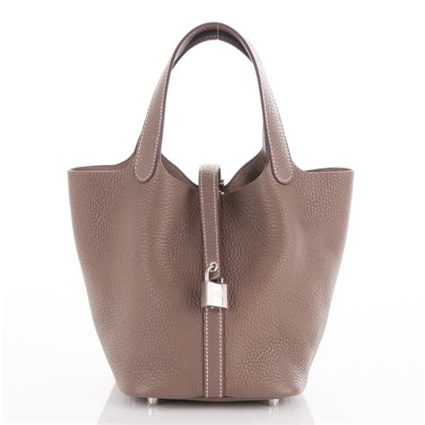 HERMES Taurillon Clemence Picotin Lock 18 PM Beige De 